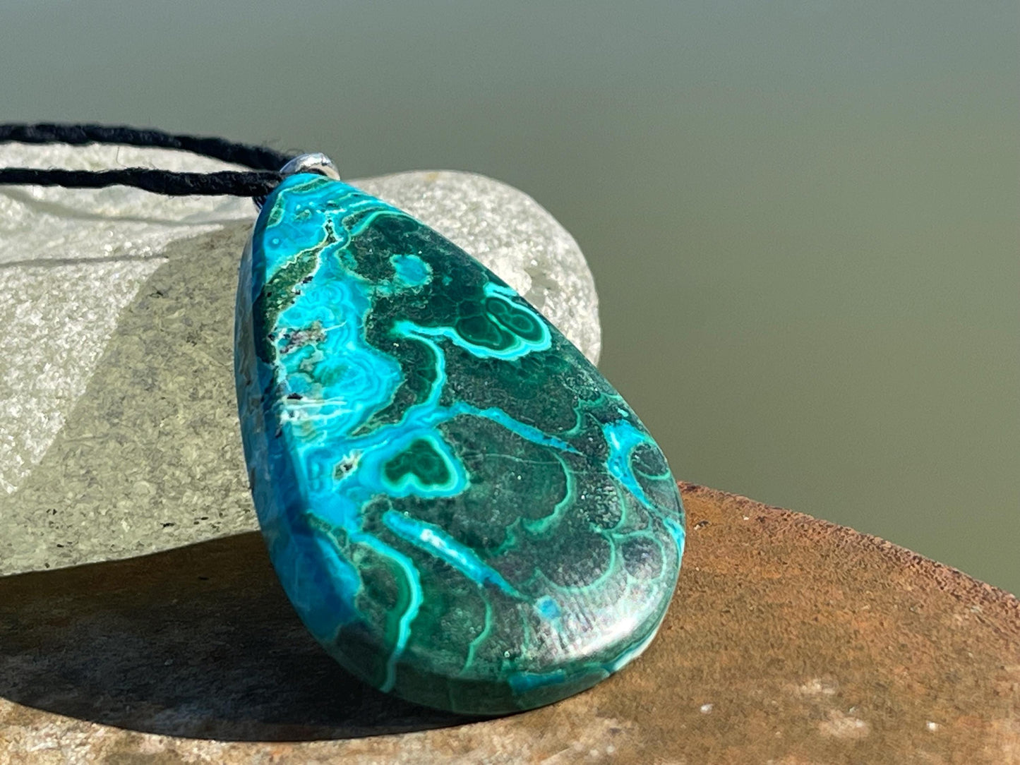 Chrysocolla Malachite necklace, ethical jewellery, bohemian necklace, unusual jewellery, malachite pendant, green gemstone necklace