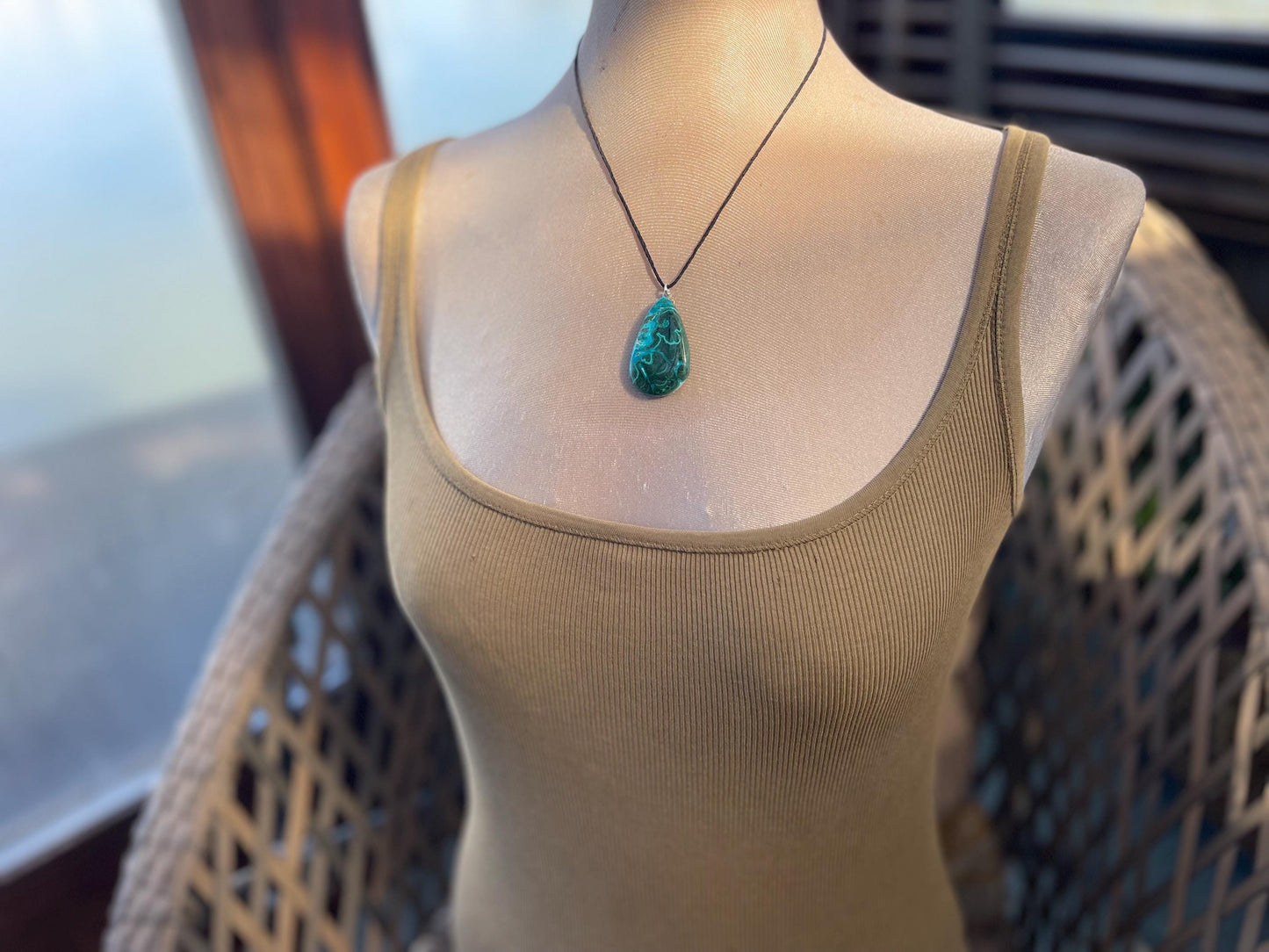 Chrysocolla Malachite necklace, ethical jewellery, bohemian necklace, unusual jewellery, malachite pendant, green gemstone necklace