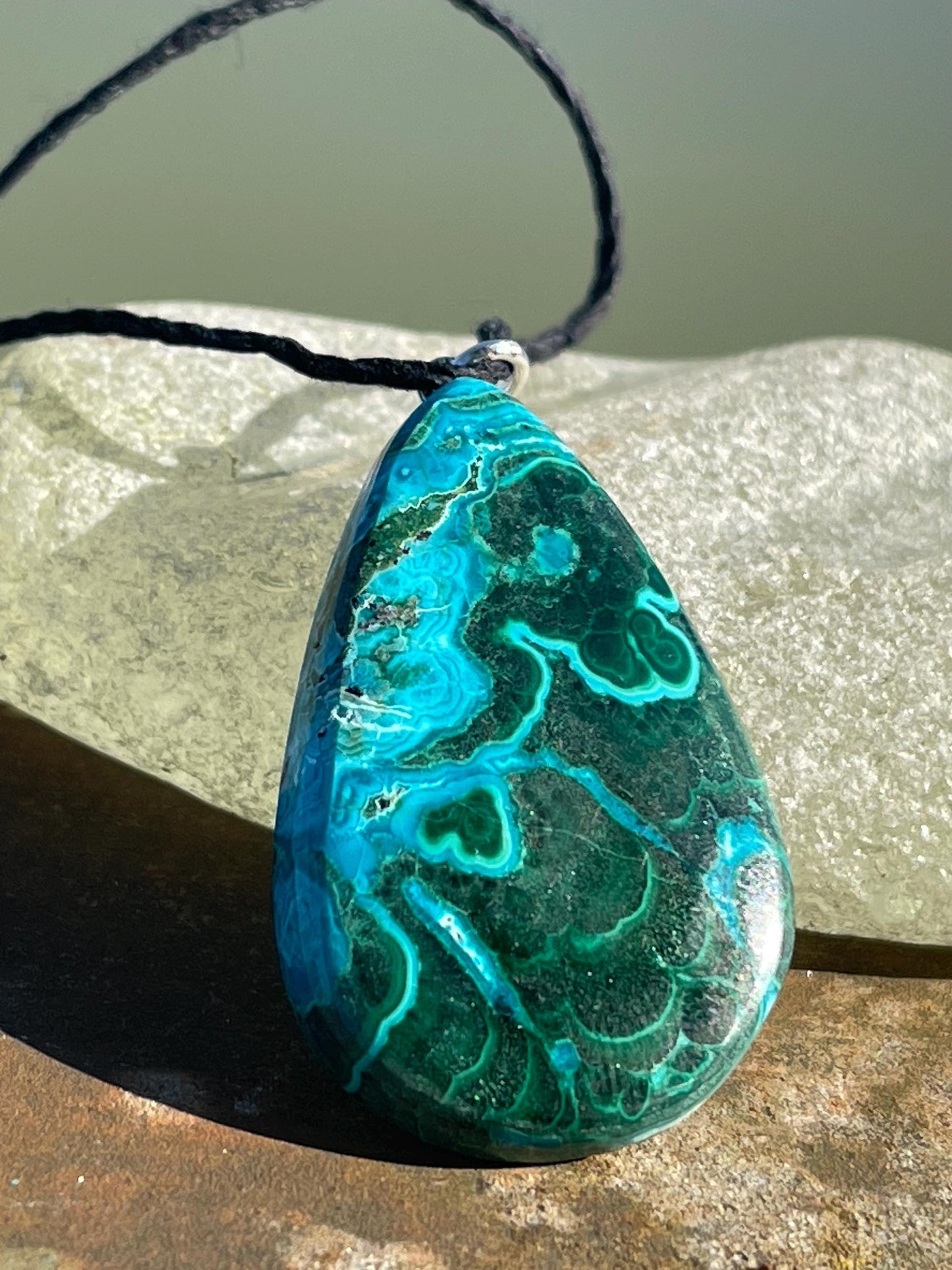 Chrysocolla Malachite necklace, ethical jewellery, bohemian necklace, unusual jewellery, malachite pendant, green gemstone necklace