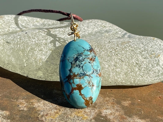 Copper turquoise necklace, ethical jewellery, bohemian necklace, unusual jewellery, turquoise pendant, blue gemstone necklace