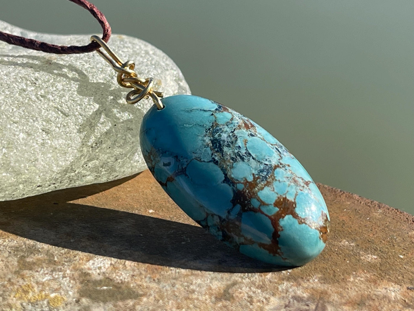 Copper turquoise necklace, ethical jewellery, bohemian necklace, unusual jewellery, turquoise pendant, blue gemstone necklace