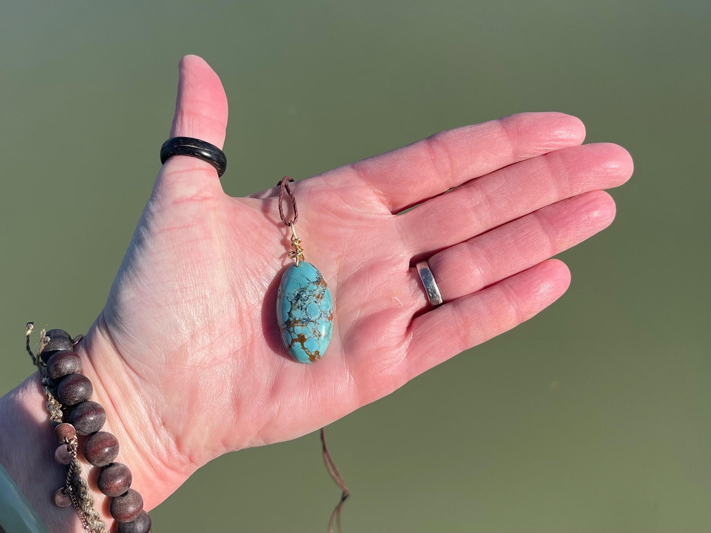 Copper turquoise necklace, ethical jewellery, bohemian necklace, unusual jewellery, turquoise pendant, blue gemstone necklace