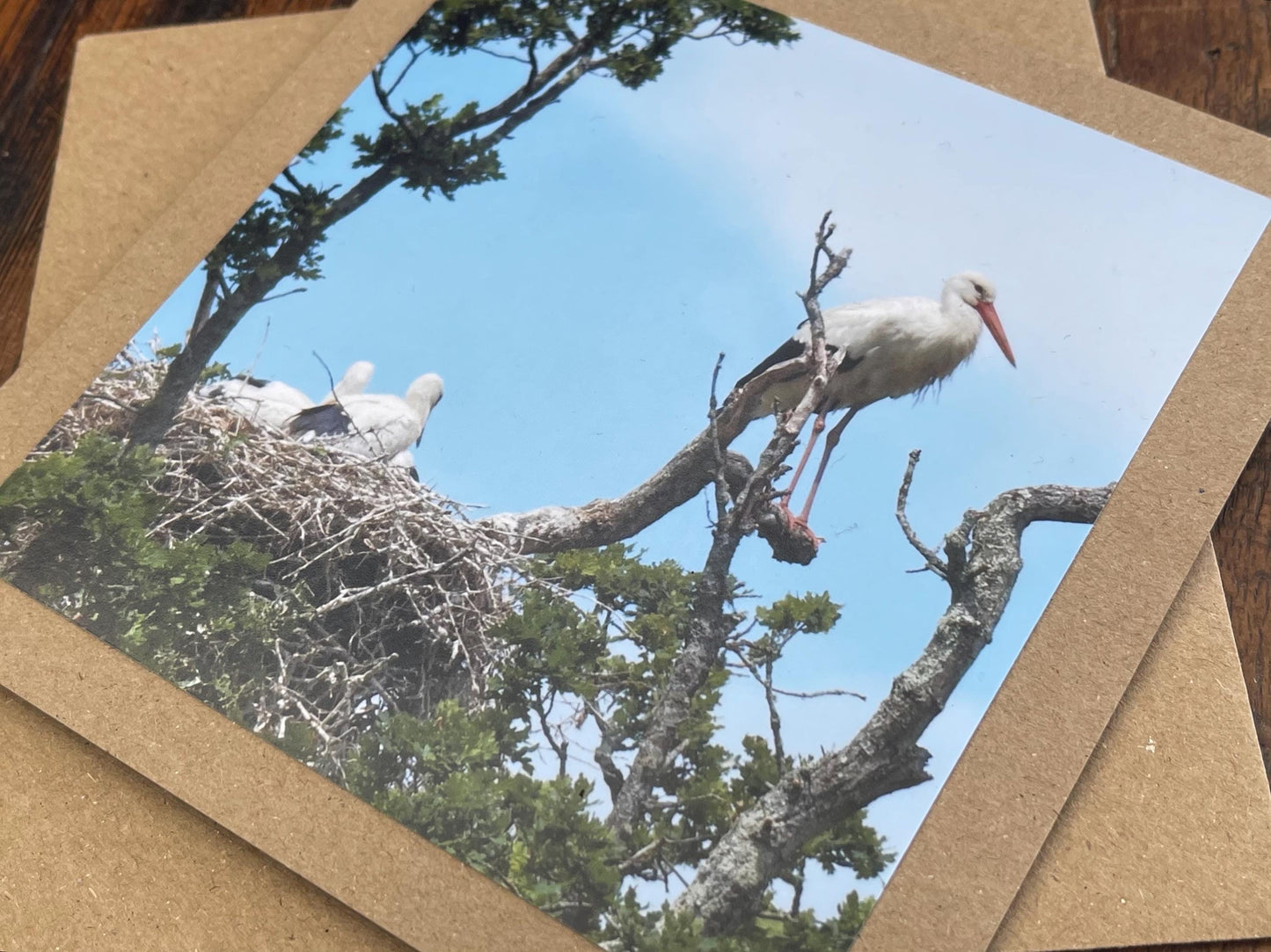 Stork card. New baby card, recycled card, birthday card, Eco friendly card. Handmade card. Baby boy card, thank you card, baby girl card