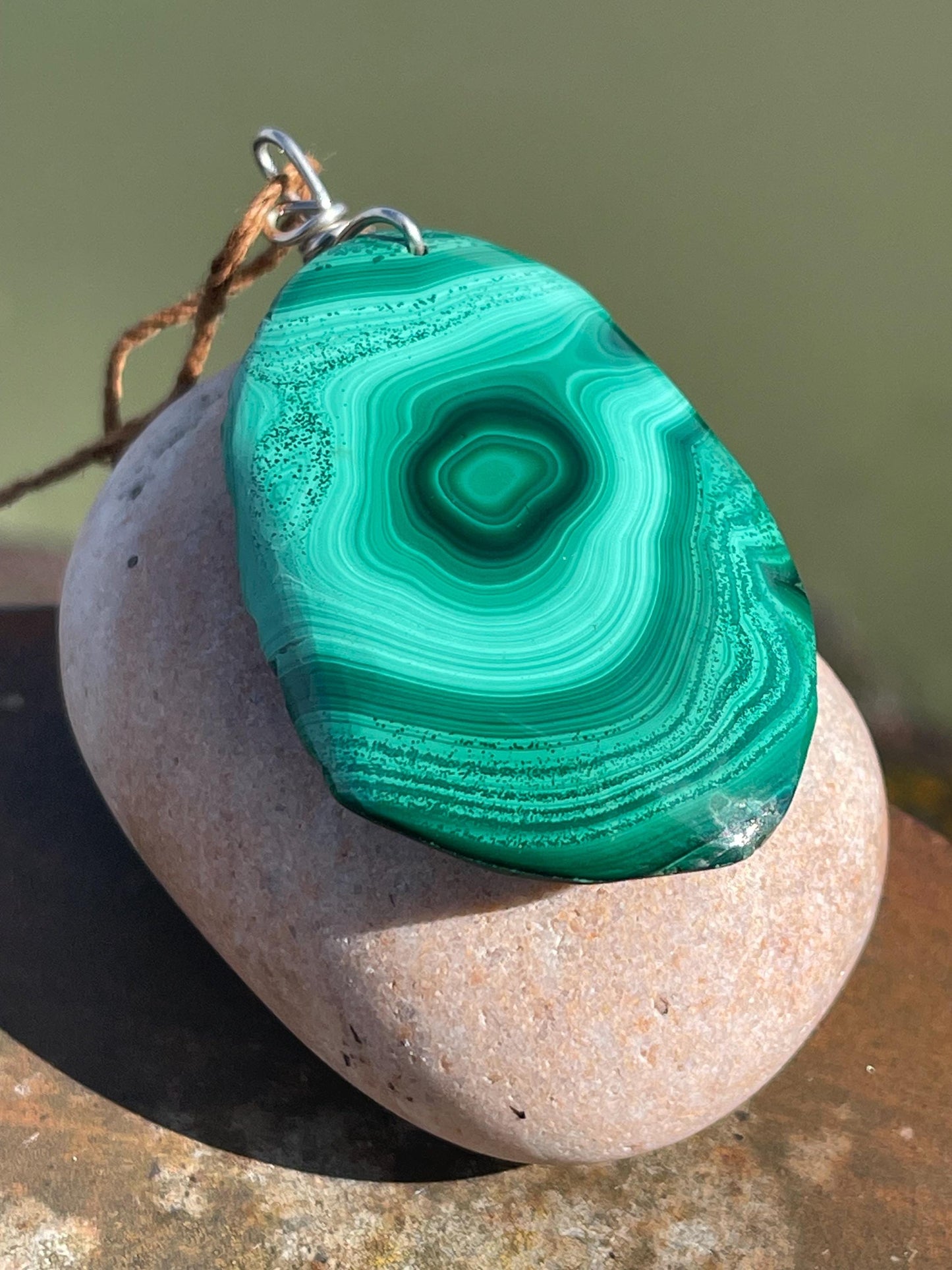 Large malachite necklace, ethical jewellery, bohemian necklace, unusual jewellery, malachite pendant, green gemstone necklace