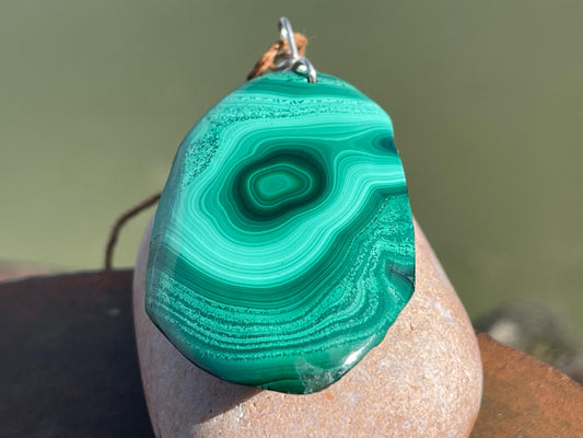 Large malachite necklace, ethical jewellery, bohemian necklace, unusual jewellery, malachite pendant, green gemstone necklace