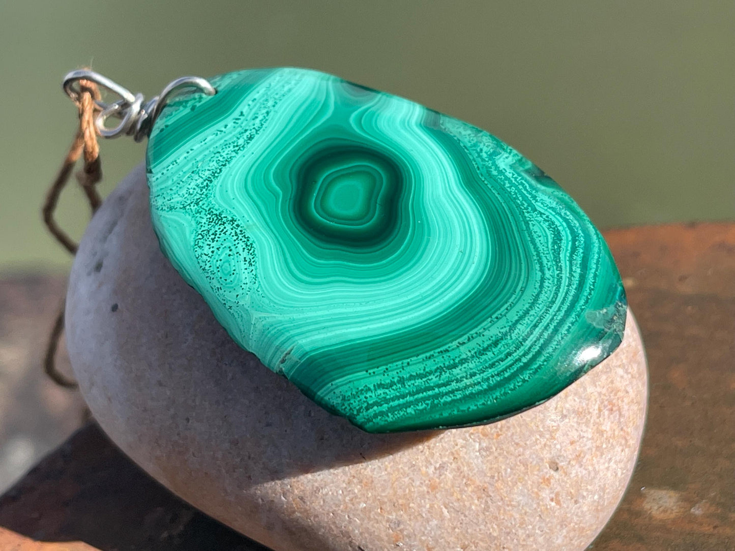 Large malachite necklace, ethical jewellery, bohemian necklace, unusual jewellery, malachite pendant, green gemstone necklace