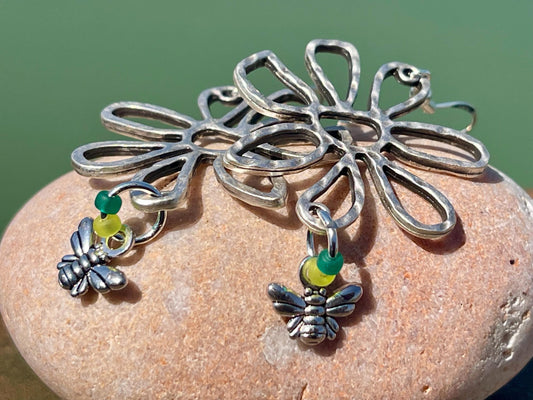 Recycled silver bee earrings, bee jewellery, gift for gardener, Gift for her, unusual earrings, ethical jewellery, boho handmade earrings