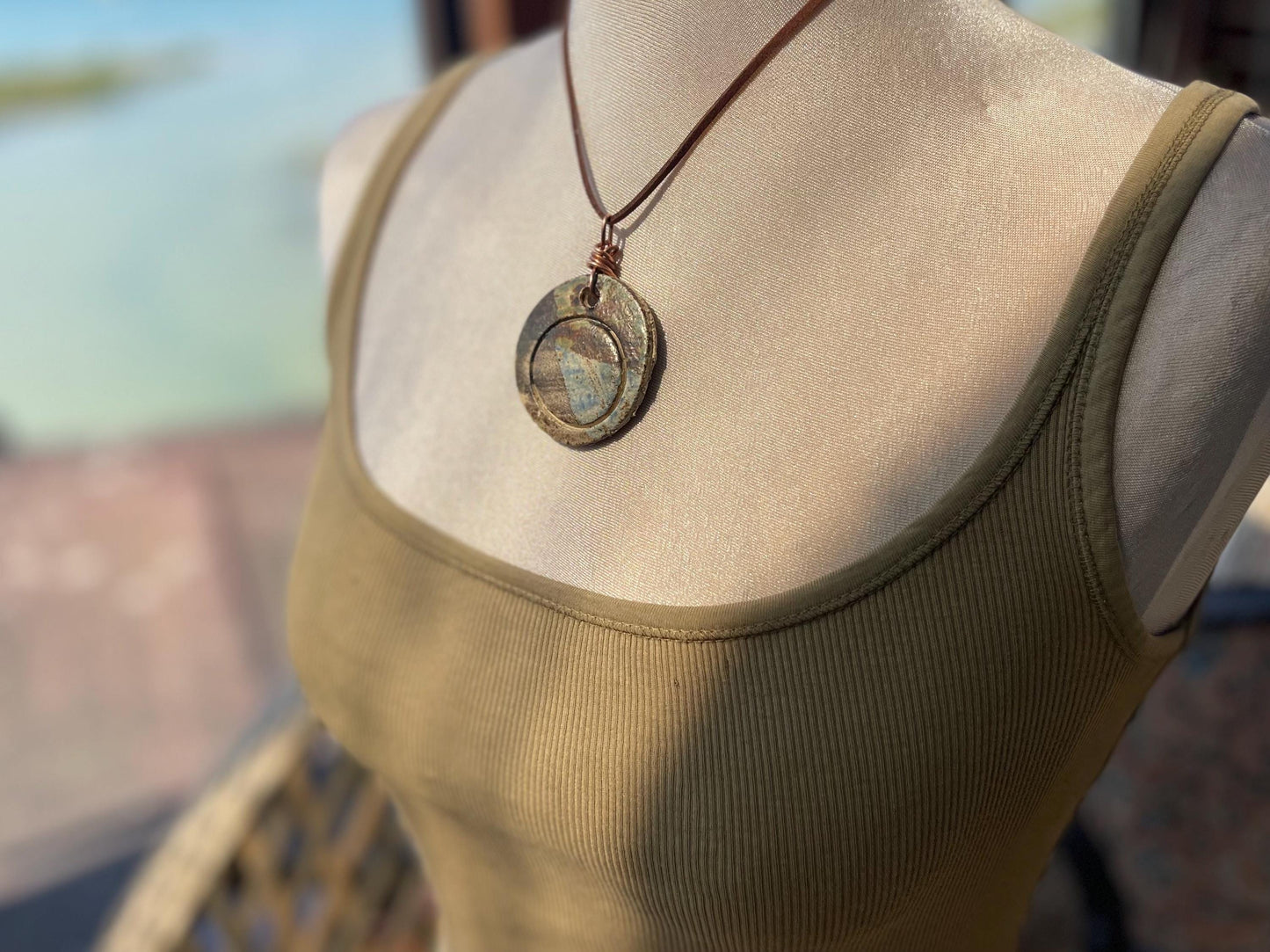 Handmade necklace made from Sussex clay. Ceramic necklace, earthy necklace, pottery necklace, unique necklace, boho unique jewellery