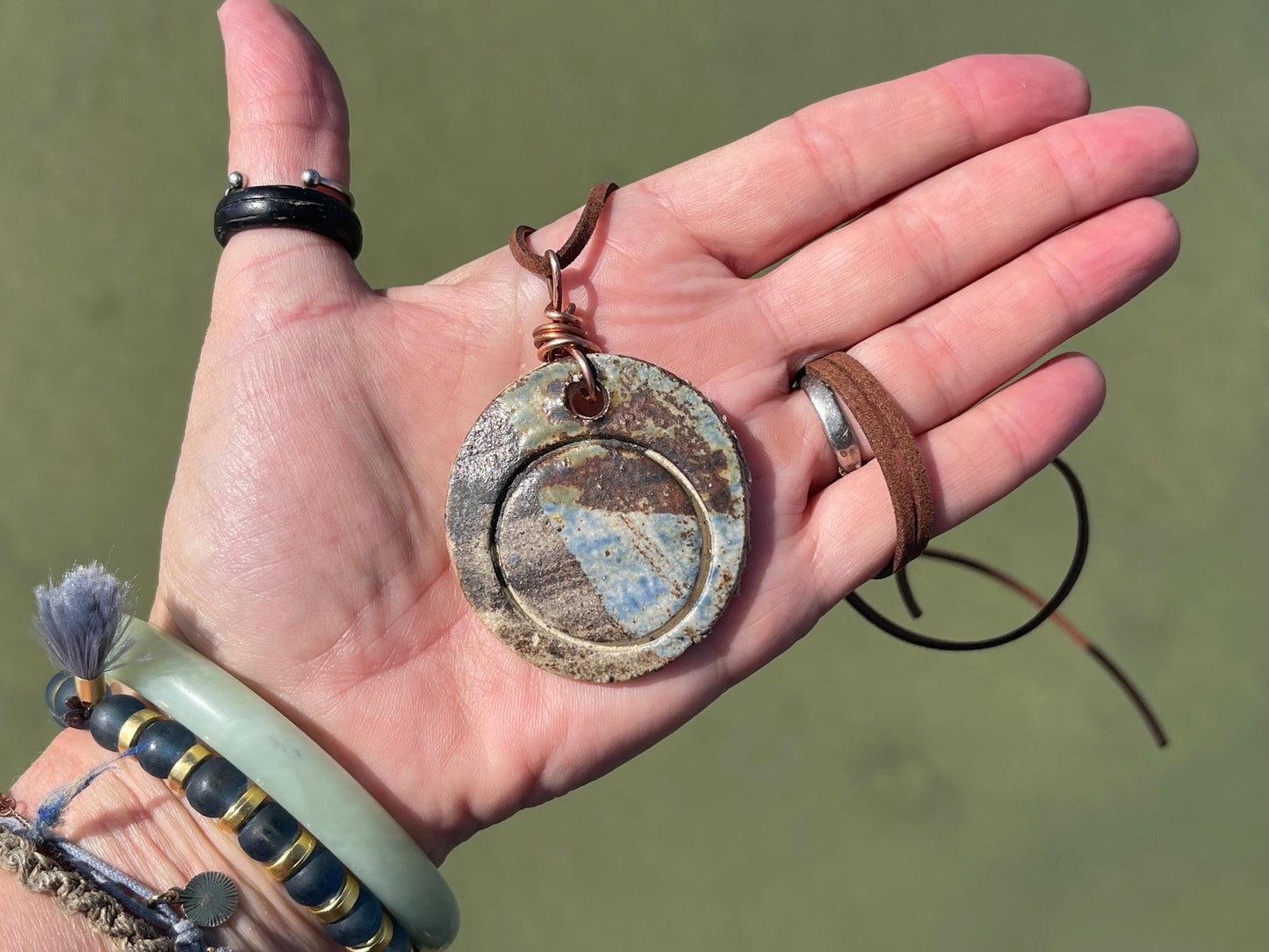 Handmade necklace made from Sussex clay. Ceramic necklace, earthy necklace, pottery necklace, unique necklace, boho unique jewellery