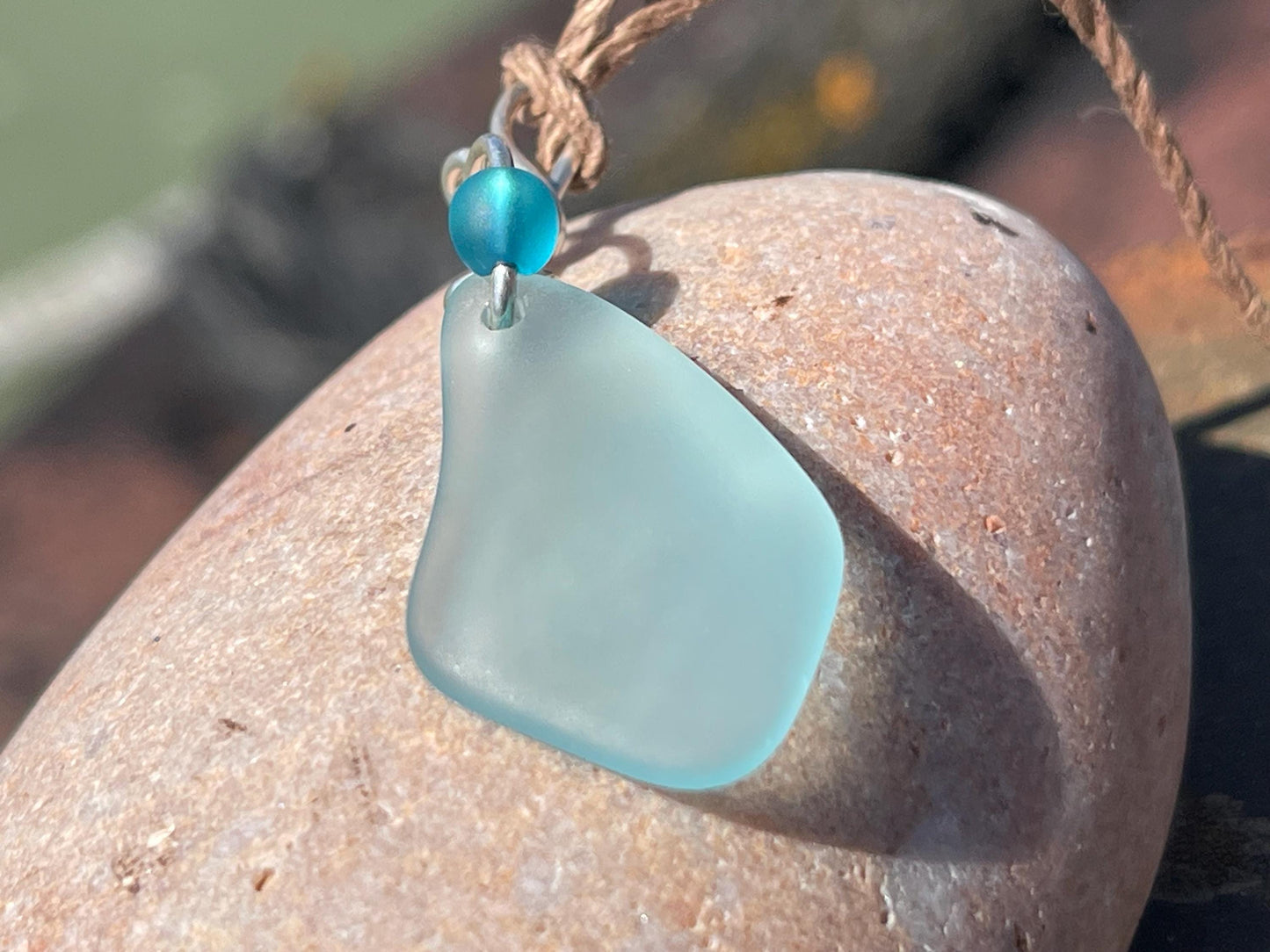 Eco friendly necklace made with sea glass on recycled sterling silver. Ethical jewellery. Handmade eco friendly jewellery. Aqua sea glass.