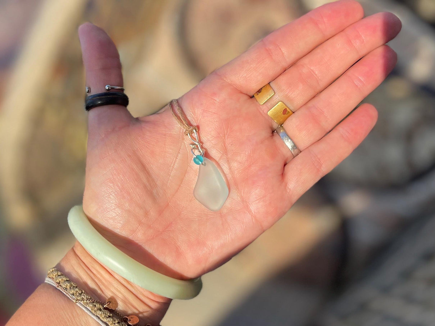 Eco friendly necklace made with sea glass on recycled sterling silver. Ethical jewellery. Handmade eco friendly jewellery. Aqua sea glass.