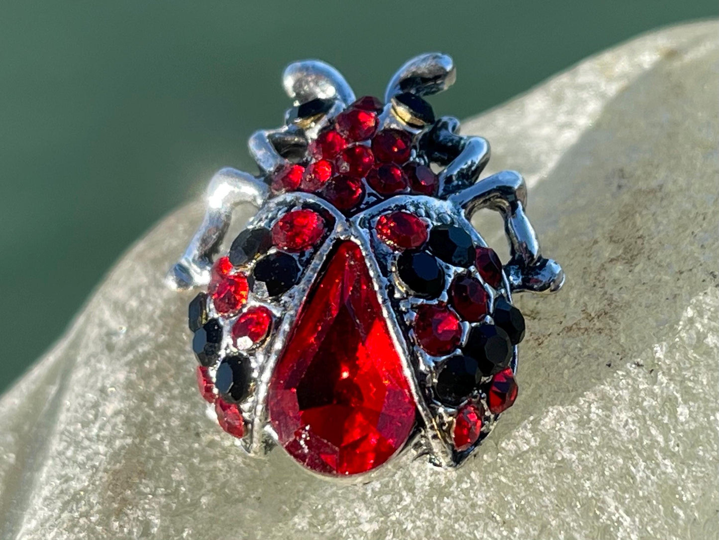 Ladybird brooch, vintage jewellery, valentines gift. Eco friendly gift for her.  Vintage brooch, ladybird jewellery, gift for gardener