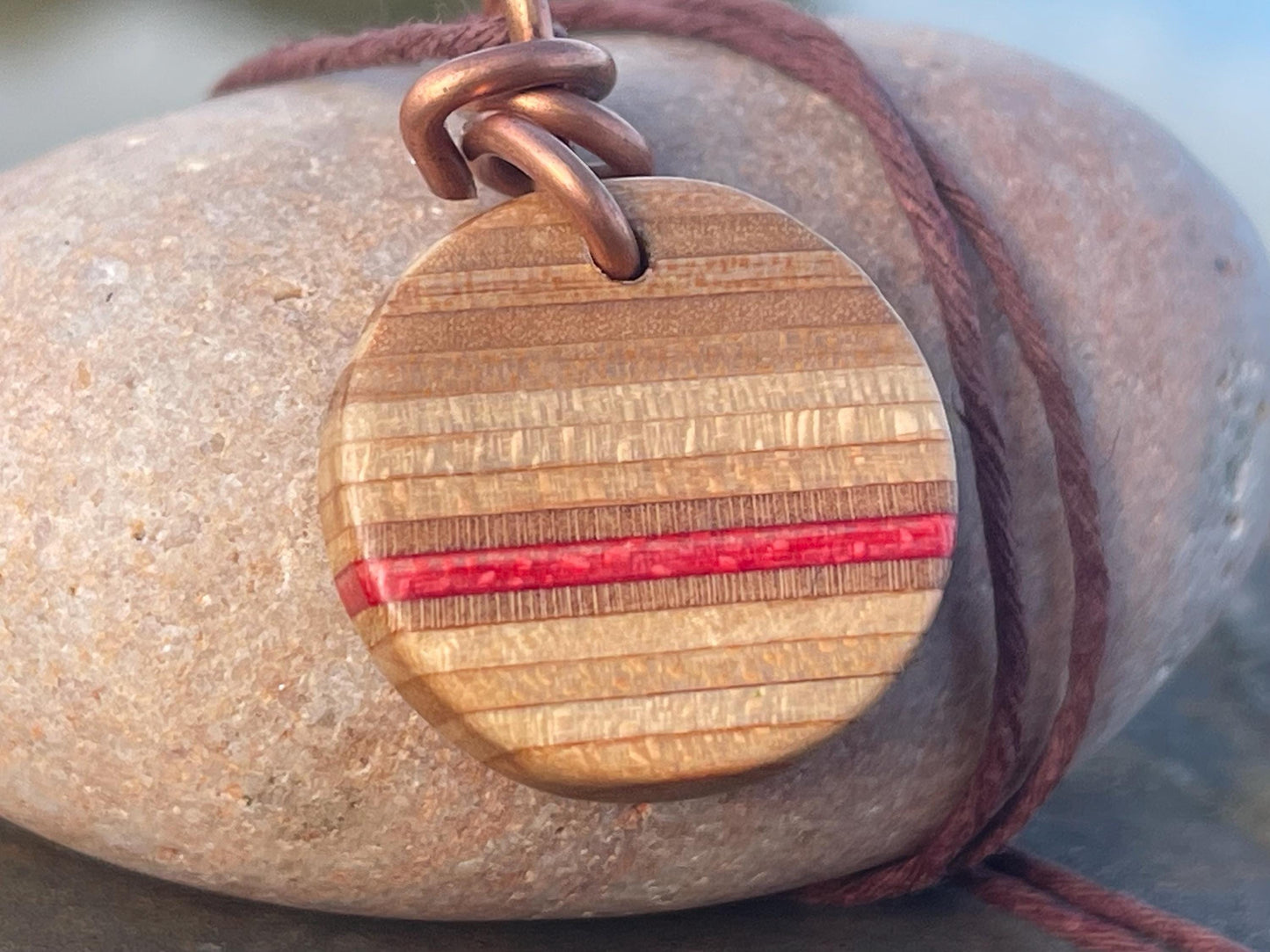 RED Handmade pendant made from old skateboards. Skateboard necklace. Unique gifts for men. Sustainable jewellery. Eco friendly jewellery.