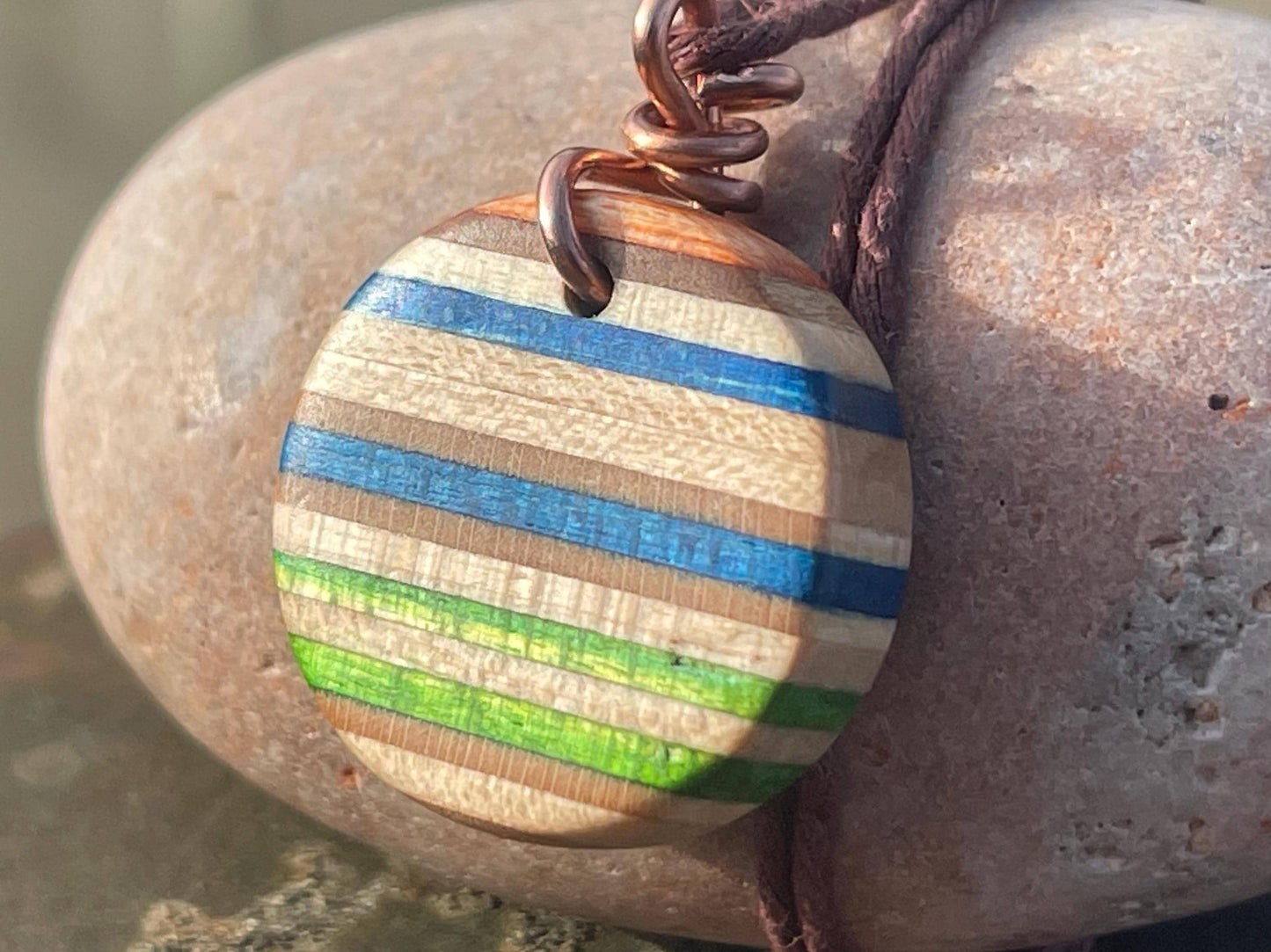 BLUE / PURPLE Handmade pendant made from old skateboards. Skateboard necklace. Gifts for men. Sustainable jewellery. Eco friendly jewellery.