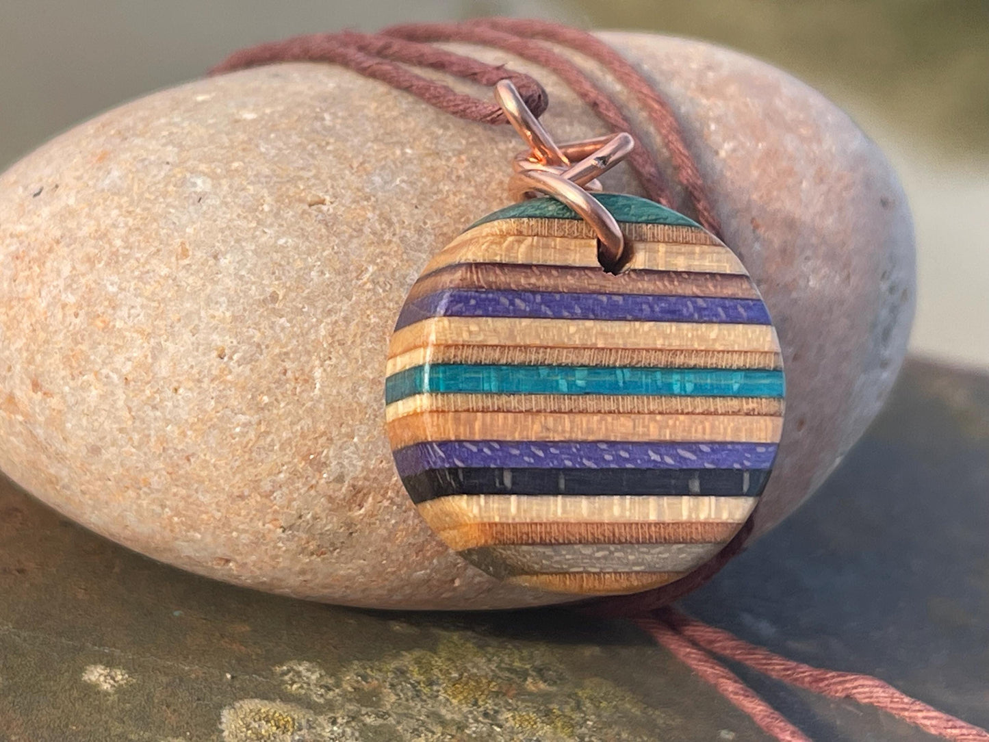 BLUE / PURPLE Handmade pendant made from old skateboards. Skateboard necklace. Gifts for men. Sustainable jewellery. Eco friendly jewellery.