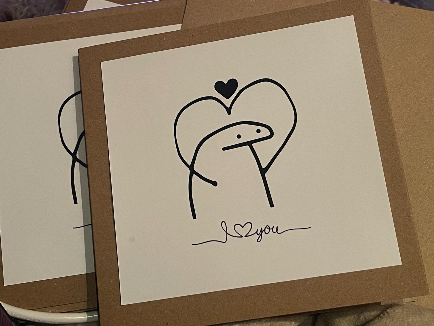 I love you card, funky valentines card, recycled card, eco friendly anniversary card for him, handmade annicersary card for her