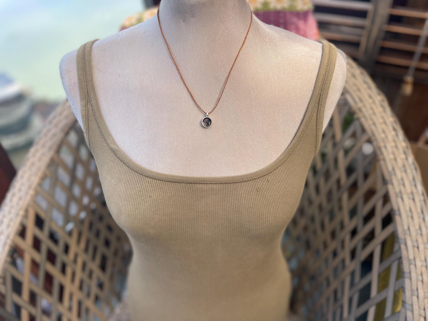 Forget-me-not boho necklace. Handmade gift for her, flower pendant, ethical gift. Ethical jewellery, handmade necklace, flower necklace
