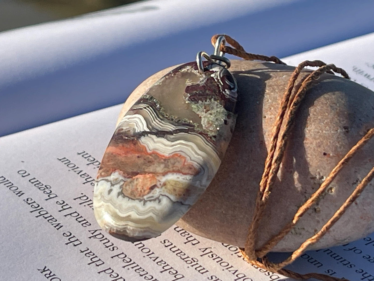Agate necklace, ethical jewellery, bohemian necklace, unusual jewellery, agate pendant, white gemstone necklace. Boho jewellery