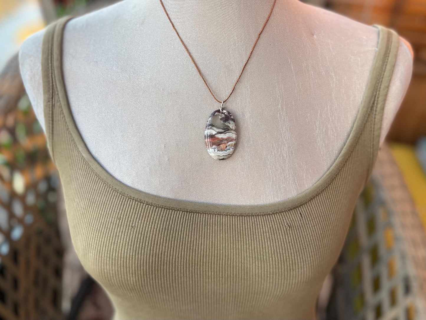Agate necklace, ethical jewellery, bohemian necklace, unusual jewellery, agate pendant, white gemstone necklace. Boho jewellery