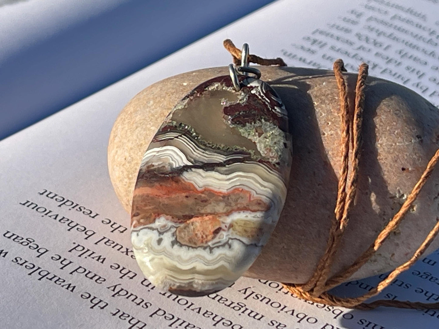 Agate necklace, ethical jewellery, bohemian necklace, unusual jewellery, agate pendant, white gemstone necklace. Boho jewellery