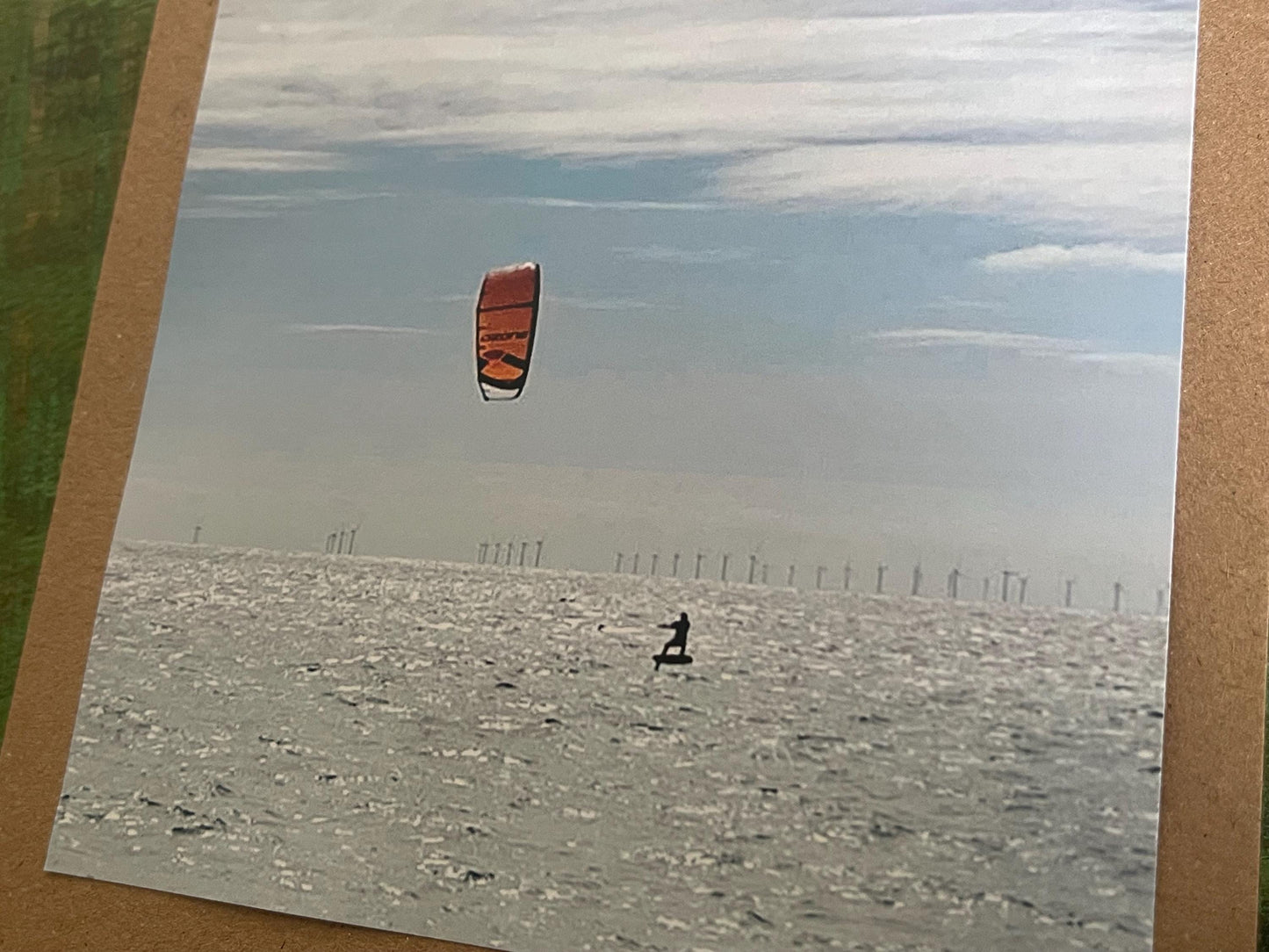 Card for kiteboarder, Handmade card, recycled card, seaside card, kite surf card, windsurf card, eco friendly cards, eco card, recycled card