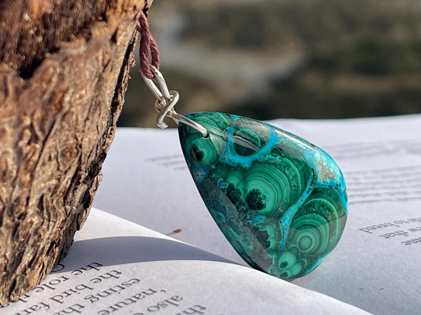 Chrysocolla Malachite necklace, ethical jewellery, bohemian necklace, unusual jewellery, malachite pendant, blue gemstone necklace