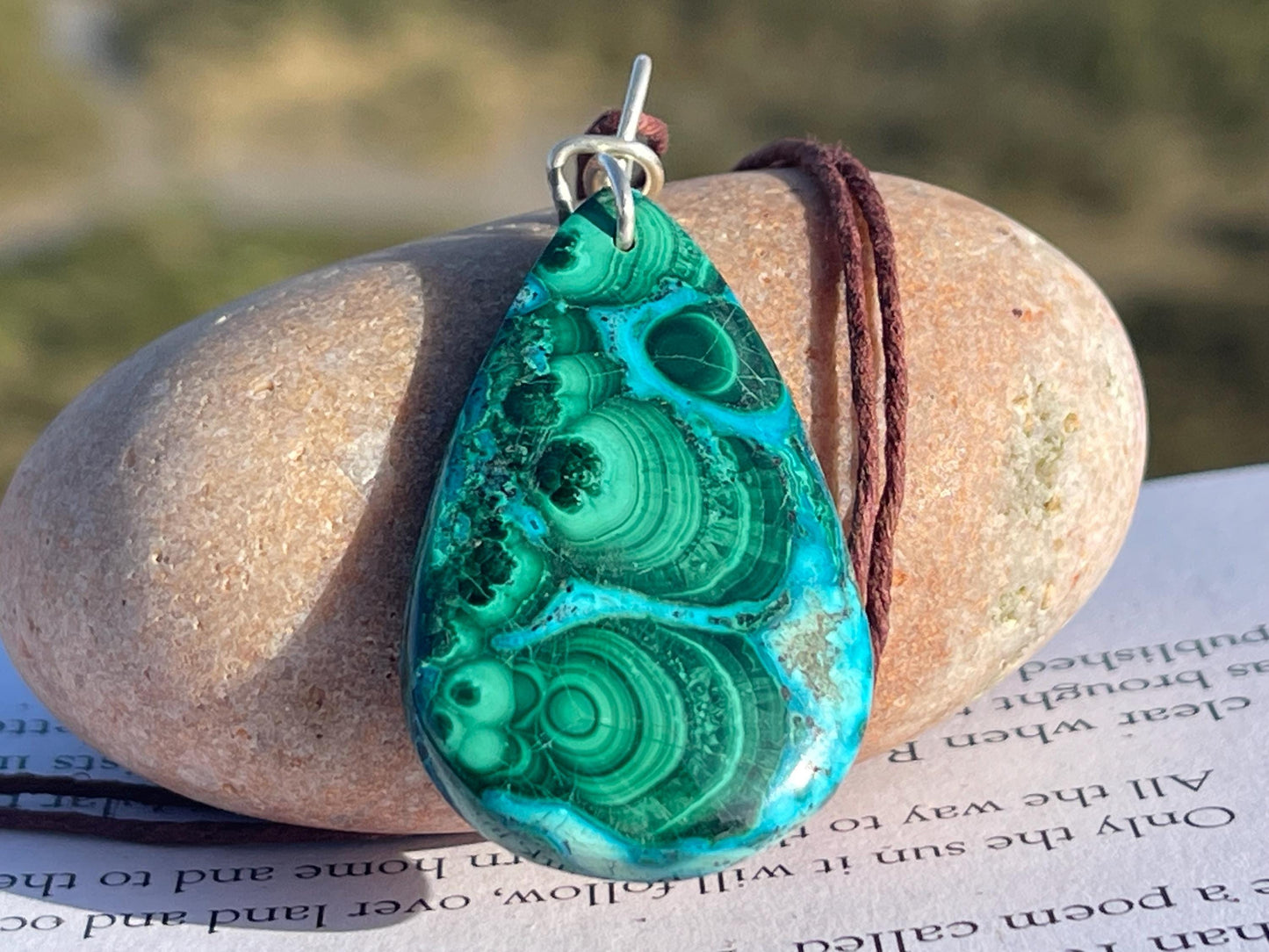 Chrysocolla Malachite necklace, ethical jewellery, bohemian necklace, unusual jewellery, malachite pendant, blue gemstone necklace