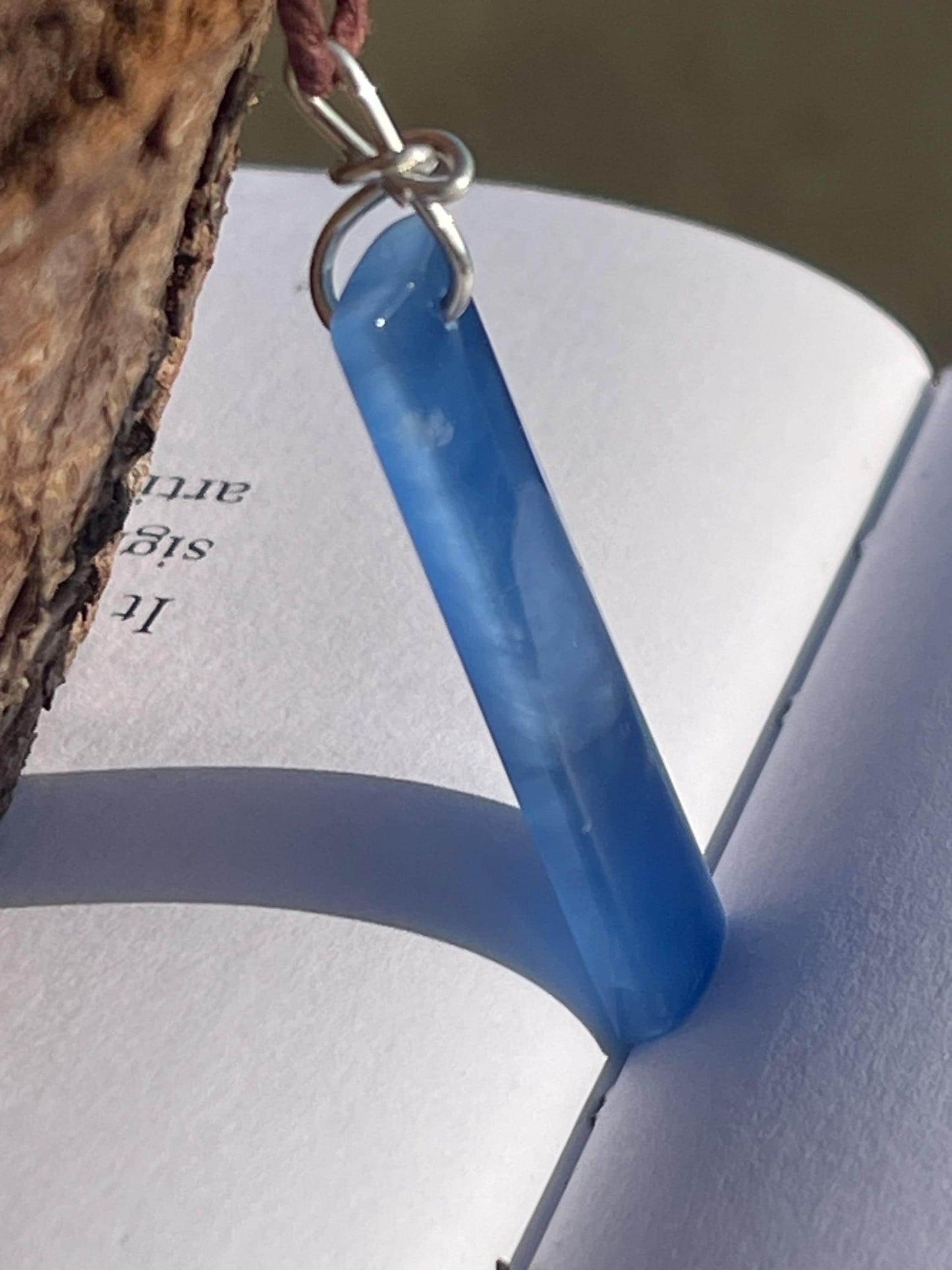 Blue onyx gemstone necklace. Eco friendly blue gemstone pendant. Ethical jewellery, blue jewellery. Handmade onyx jewellery.