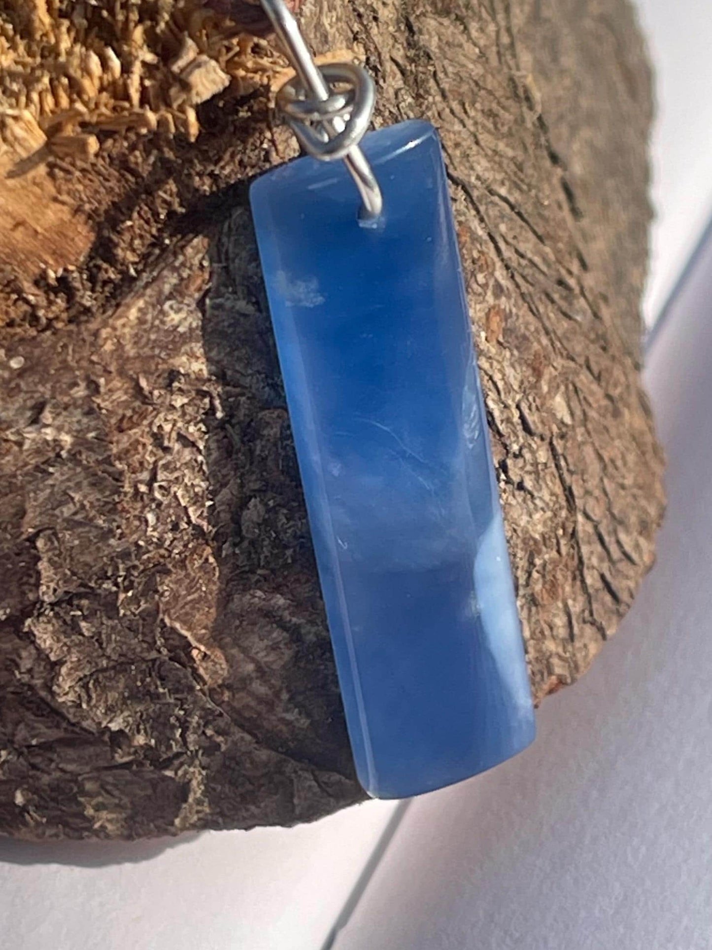Blue onyx gemstone necklace. Eco friendly blue gemstone pendant. Ethical jewellery, blue jewellery. Handmade onyx jewellery.