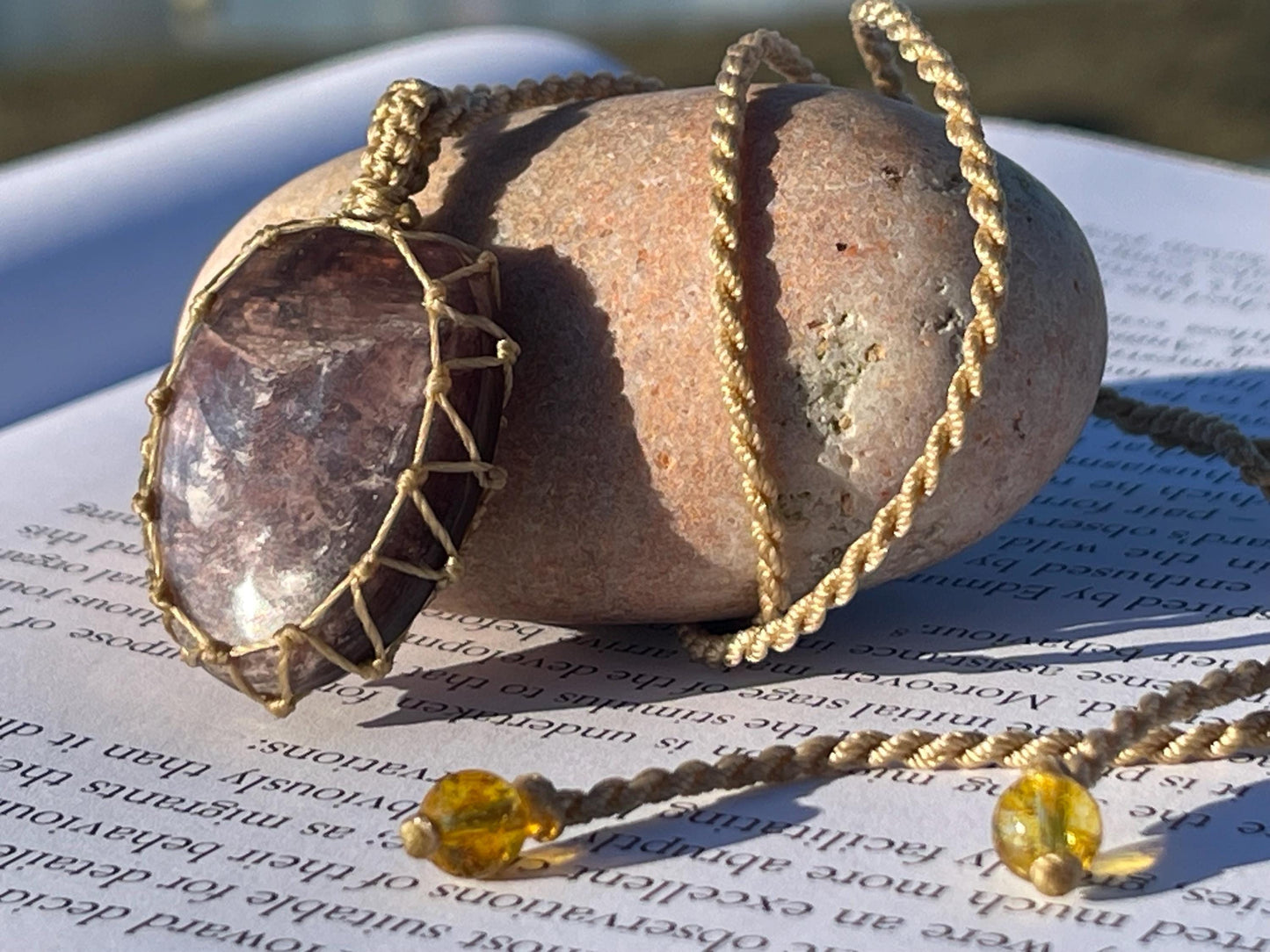 Stunning macrame labradorite necklace on an adjustable cord. Handmade gemstone necklace, boho jewellery. Macrame jewellery. Unique necklace.