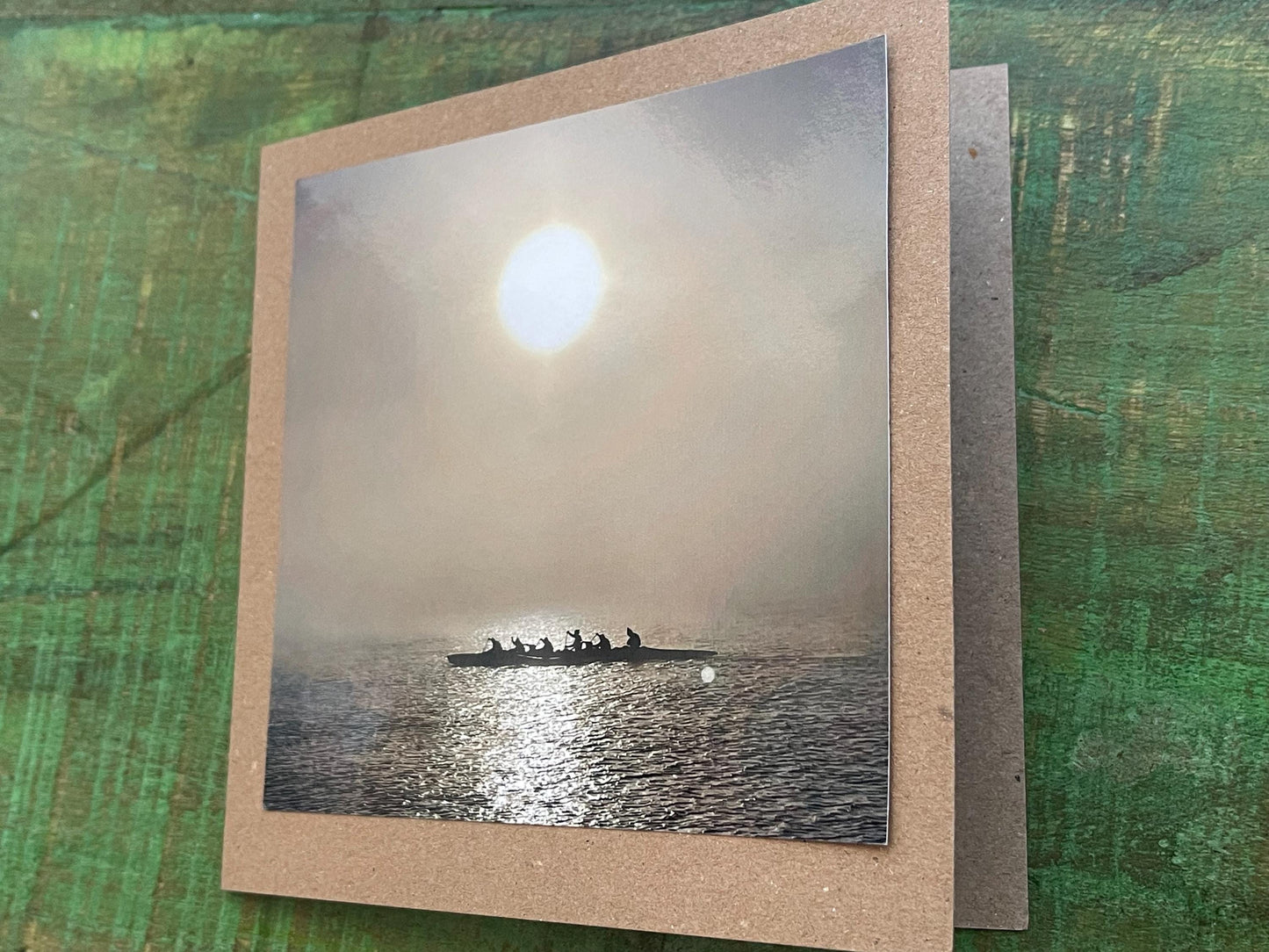Card for outrigger, Handmade card, recycled card, seaside card, kayak card, water sports card, eco friendly cards, eco card, recycled card
