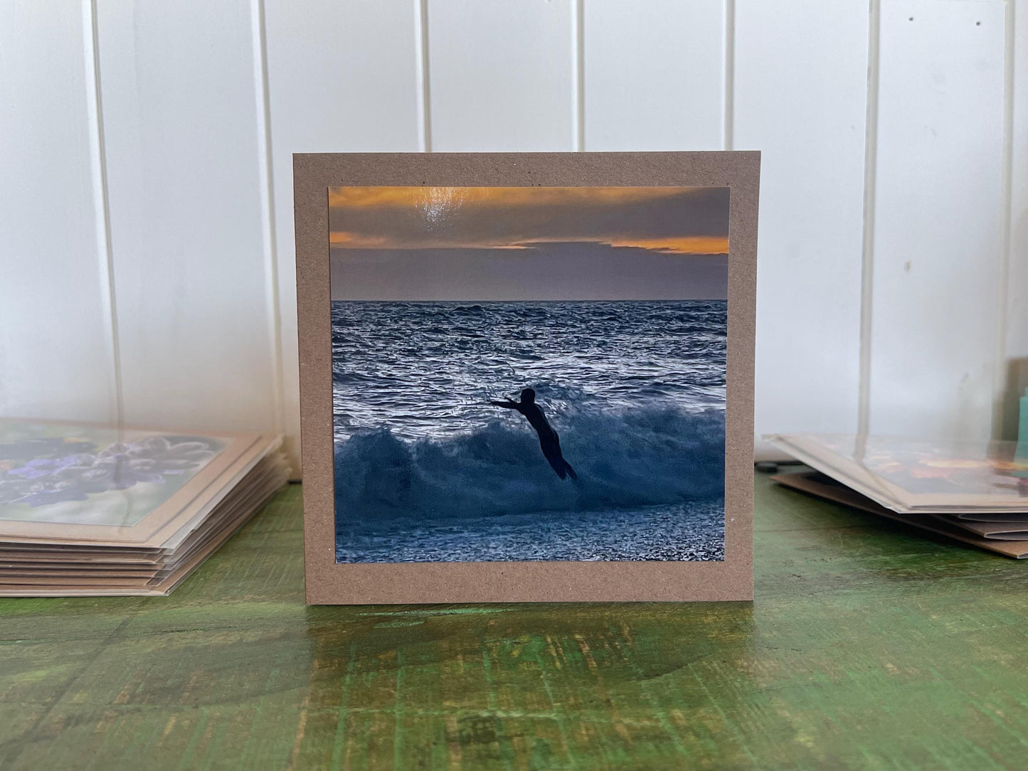 Sunset photo card. Handmade card, recycled card, seaside card, beach card, birthday card, eco friendly cards, eco card, recycled card
