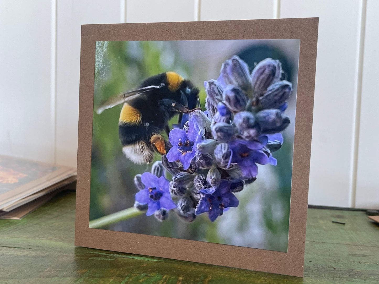 Bee card, recycled card, birthday card. Eco friendly card. Handmade card. Thank you card, blank gift card, English nature card, gift for her