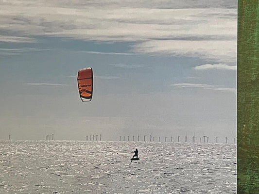 Card for kiteboarder, Handmade card, recycled card, seaside card, kite surf card, windsurf card, eco friendly cards, eco card, recycled card