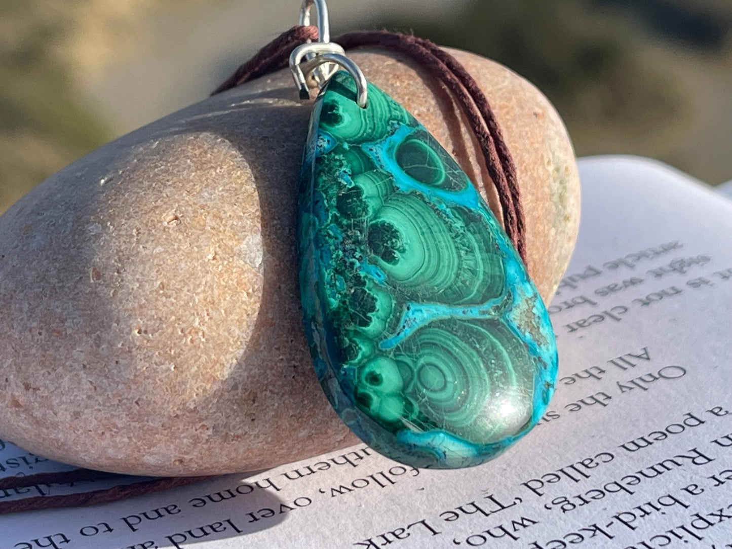 Chrysocolla Malachite necklace, ethical jewellery, bohemian necklace, unusual jewellery, malachite pendant, blue gemstone necklace