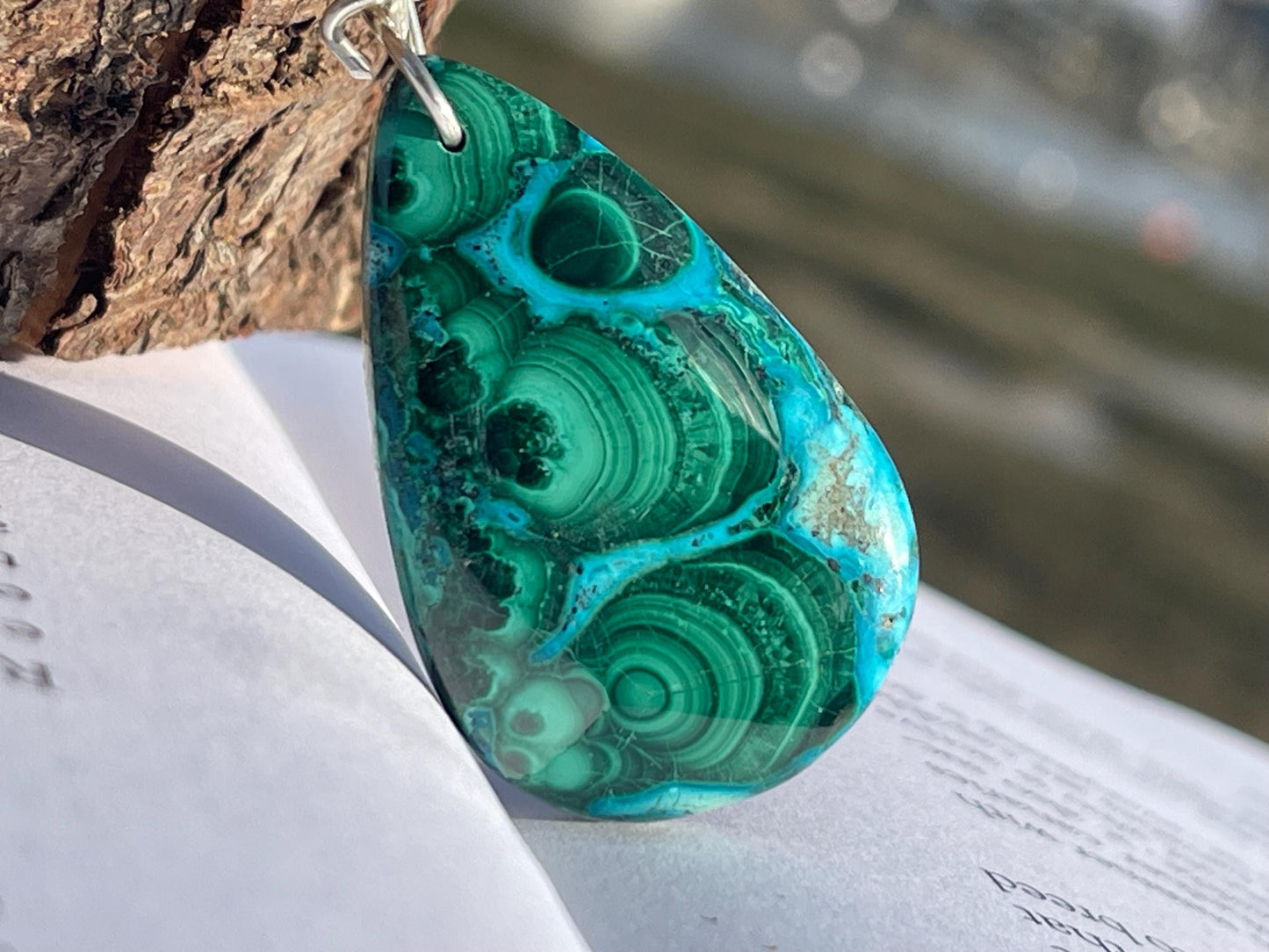 Chrysocolla Malachite necklace, ethical jewellery, bohemian necklace, unusual jewellery, malachite pendant, blue gemstone necklace