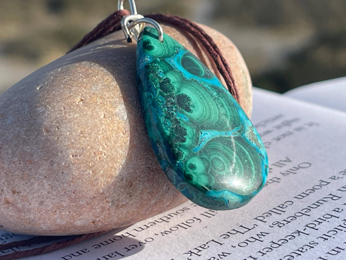 Chrysocolla Malachite necklace, ethical jewellery, bohemian necklace, unusual jewellery, malachite pendant, blue gemstone necklace