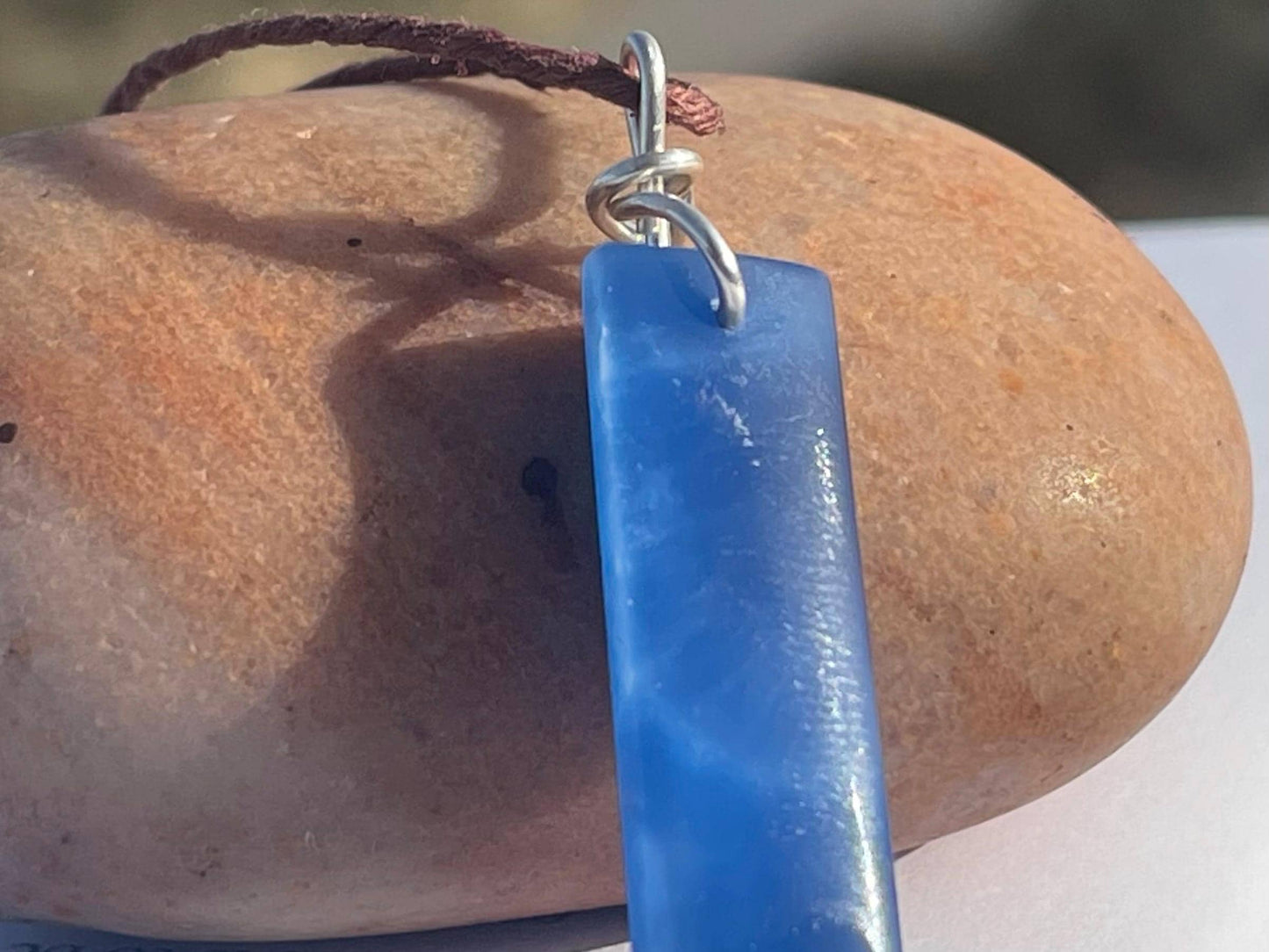 Blue onyx gemstone necklace. Eco friendly blue gemstone pendant. Ethical jewellery, blue jewellery. Handmade onyx jewellery.