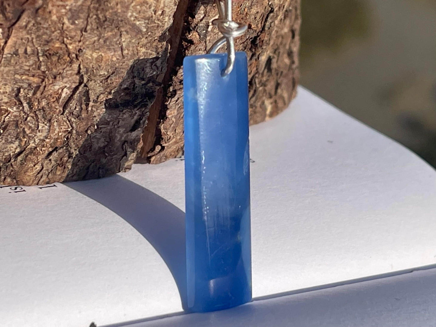 Blue onyx gemstone necklace. Eco friendly blue gemstone pendant. Ethical jewellery, blue jewellery. Handmade onyx jewellery.