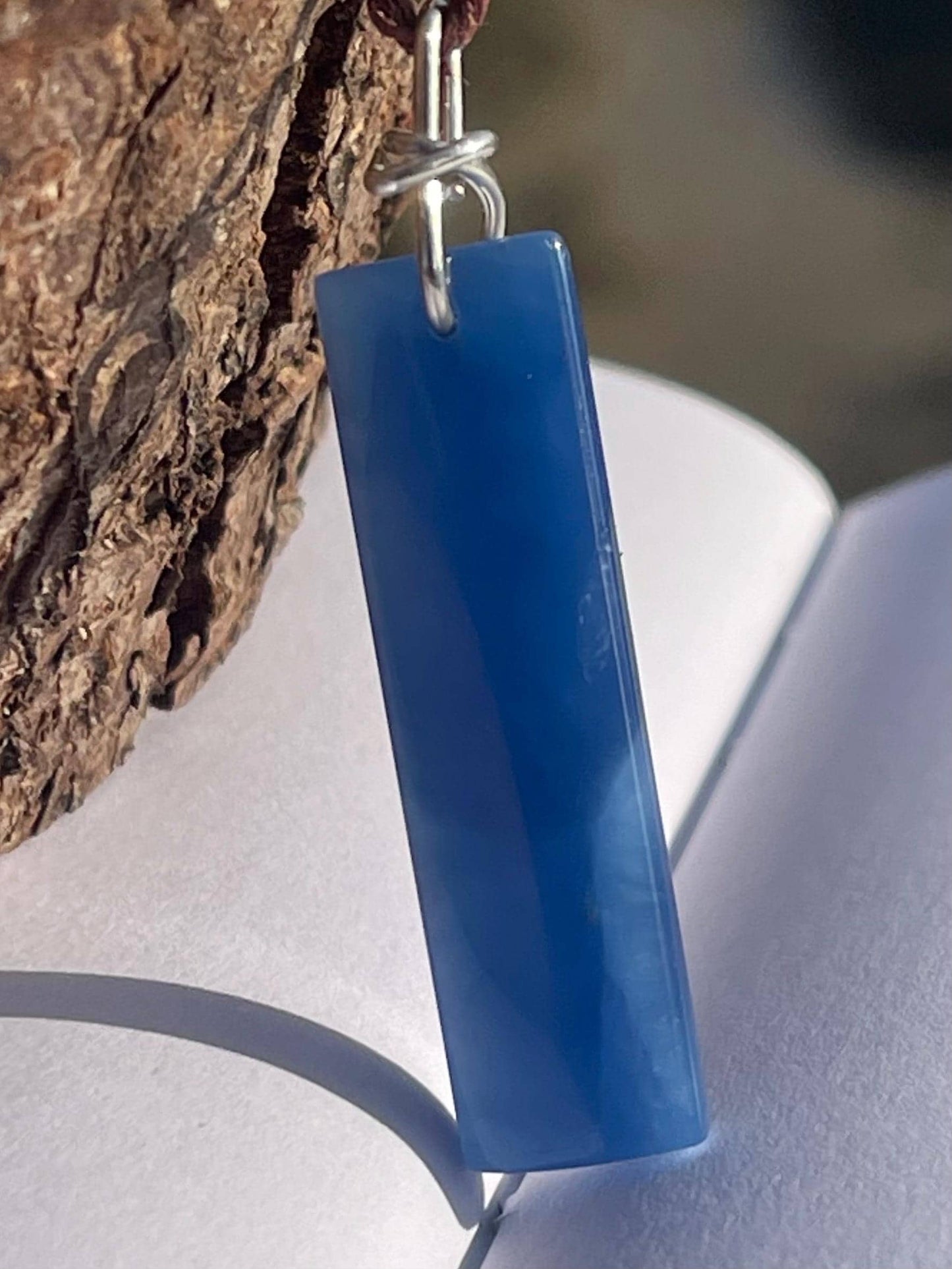 Blue onyx gemstone necklace. Eco friendly blue gemstone pendant. Ethical jewellery, blue jewellery. Handmade onyx jewellery.