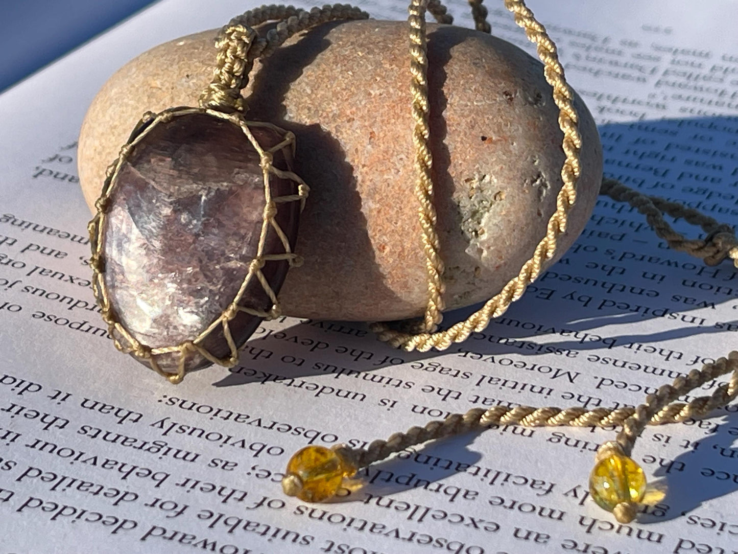 Stunning macrame labradorite necklace on an adjustable cord. Handmade gemstone necklace, boho jewellery. Macrame jewellery. Unique necklace.