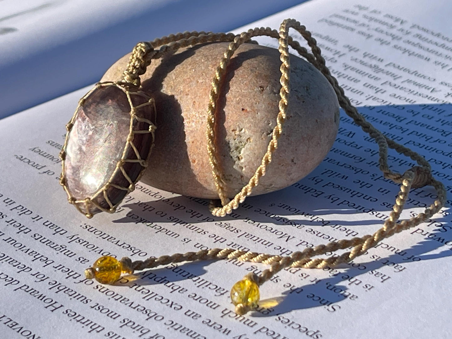 Stunning macrame labradorite necklace on an adjustable cord. Handmade gemstone necklace, boho jewellery. Macrame jewellery. Unique necklace.