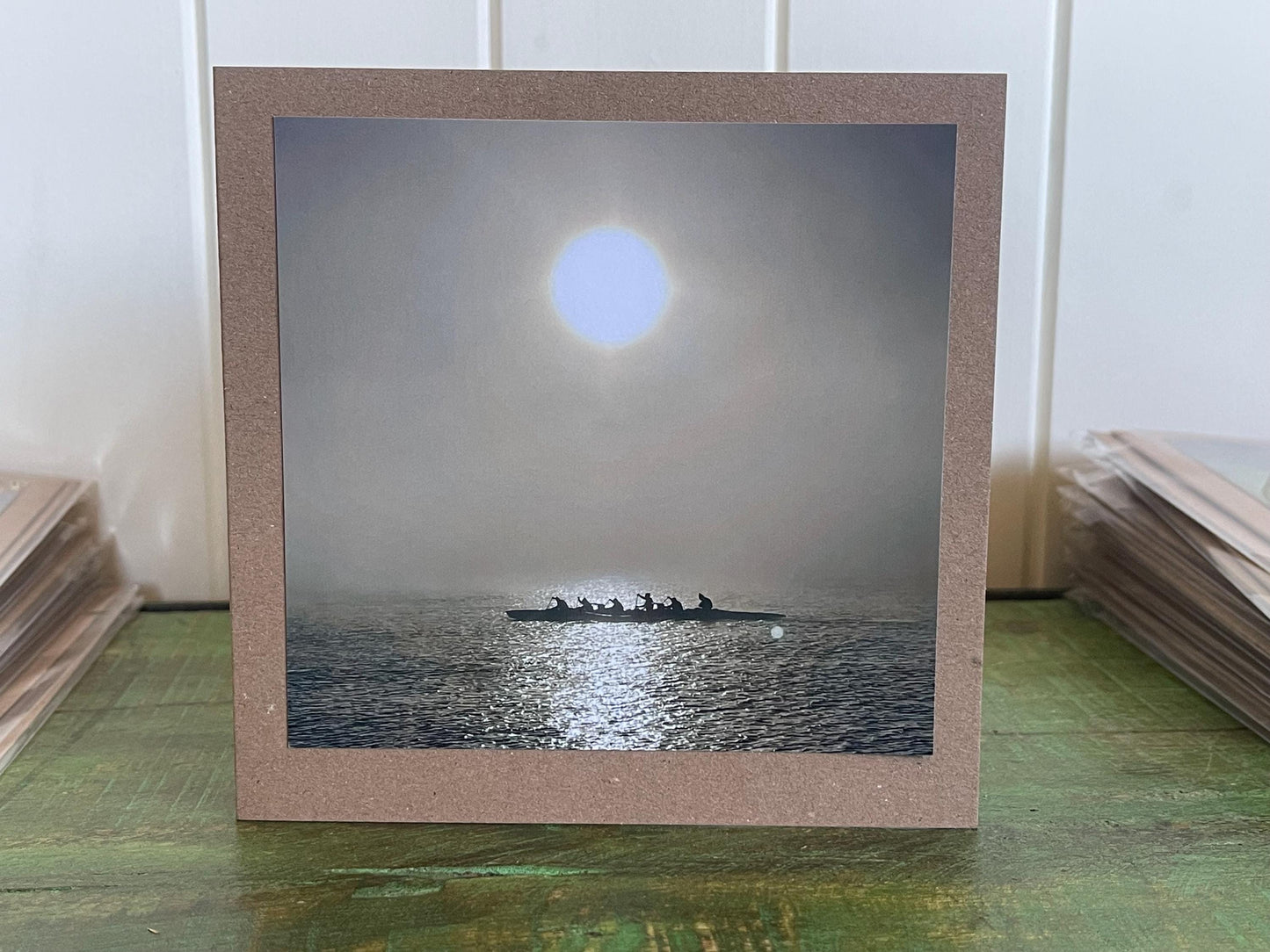 Card for outrigger, Handmade card, recycled card, seaside card, kayak card, water sports card, eco friendly cards, eco card, recycled card