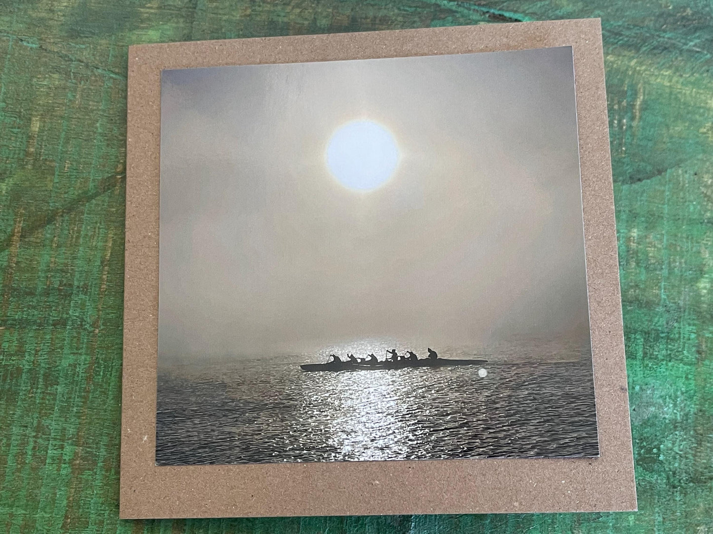 Card for outrigger, Handmade card, recycled card, seaside card, kayak card, water sports card, eco friendly cards, eco card, recycled card