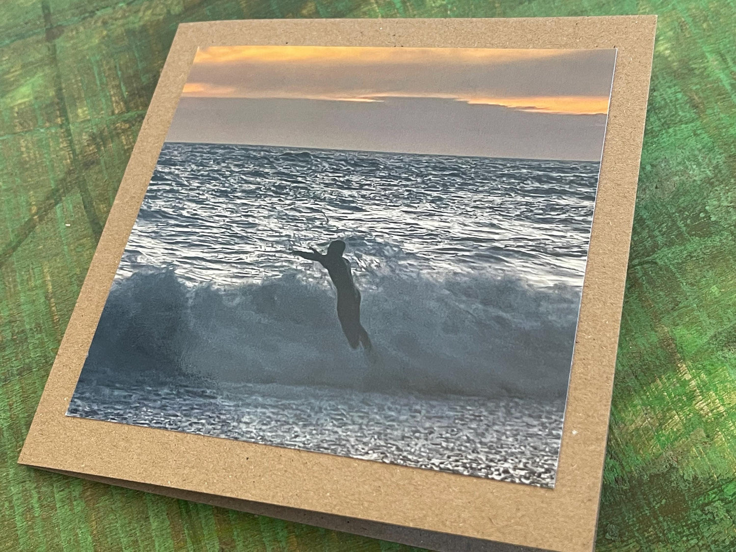 Sunset photo card. Handmade card, recycled card, seaside card, beach card, birthday card, eco friendly cards, eco card, recycled card
