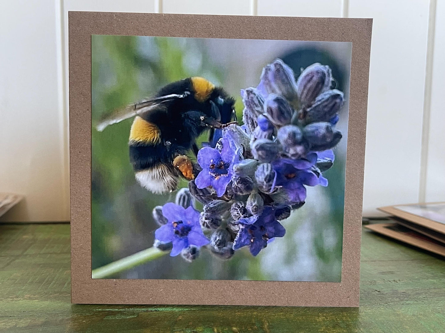 Bee card, recycled card, birthday card. Eco friendly card. Handmade card. Thank you card, blank gift card, English nature card, gift for her