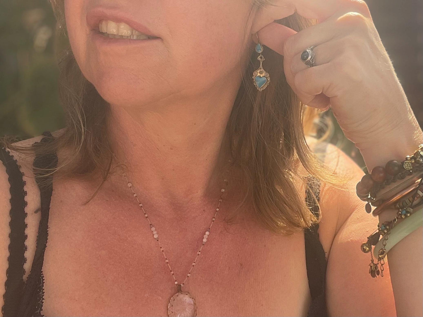 Vintage heart earrings, silver heart jewellery, blue hearts, ethical jewellery, gypsy earrings. Eco friendly jewellery. Ethical jewellery.