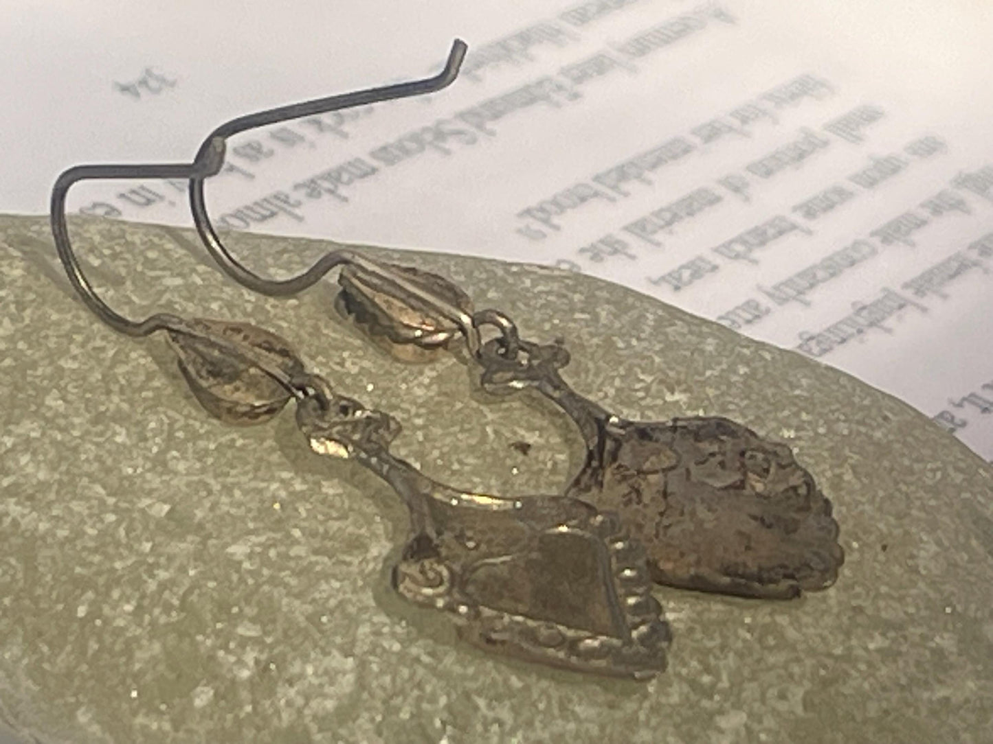 Vintage heart earrings, silver heart jewellery, blue hearts, ethical jewellery, gypsy earrings. Eco friendly jewellery. Ethical jewellery.