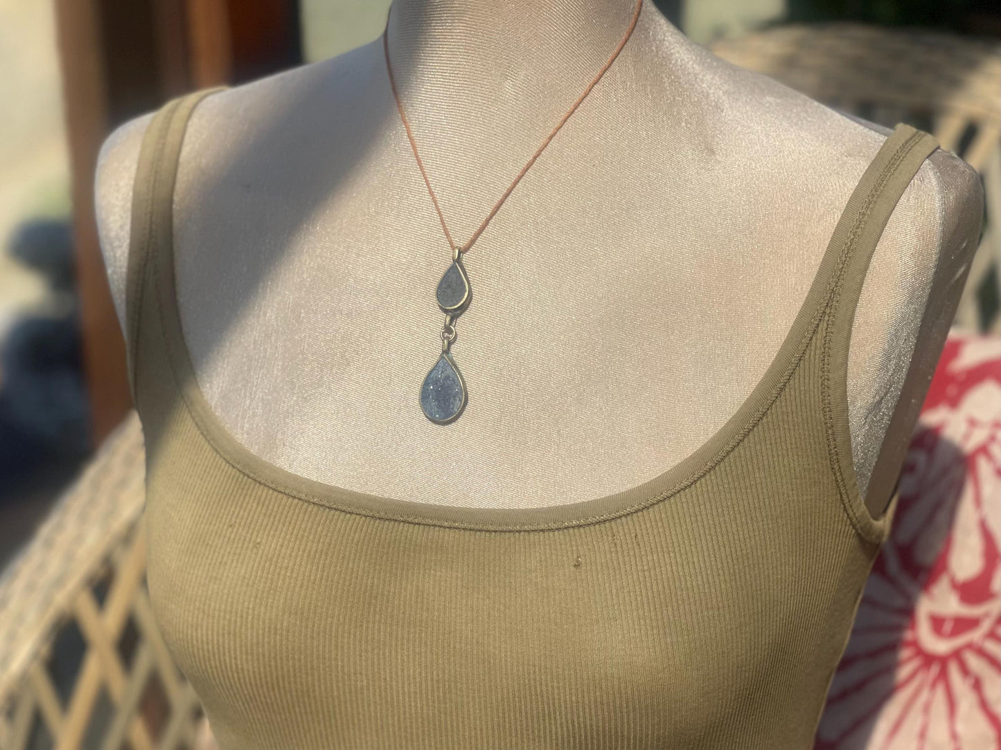 Gypsy jewellery, lapis teardrop necklace, lapis necklace, vintage jewellery, ethical jewellery, unusual lapis pendant. Eco friendly necklace