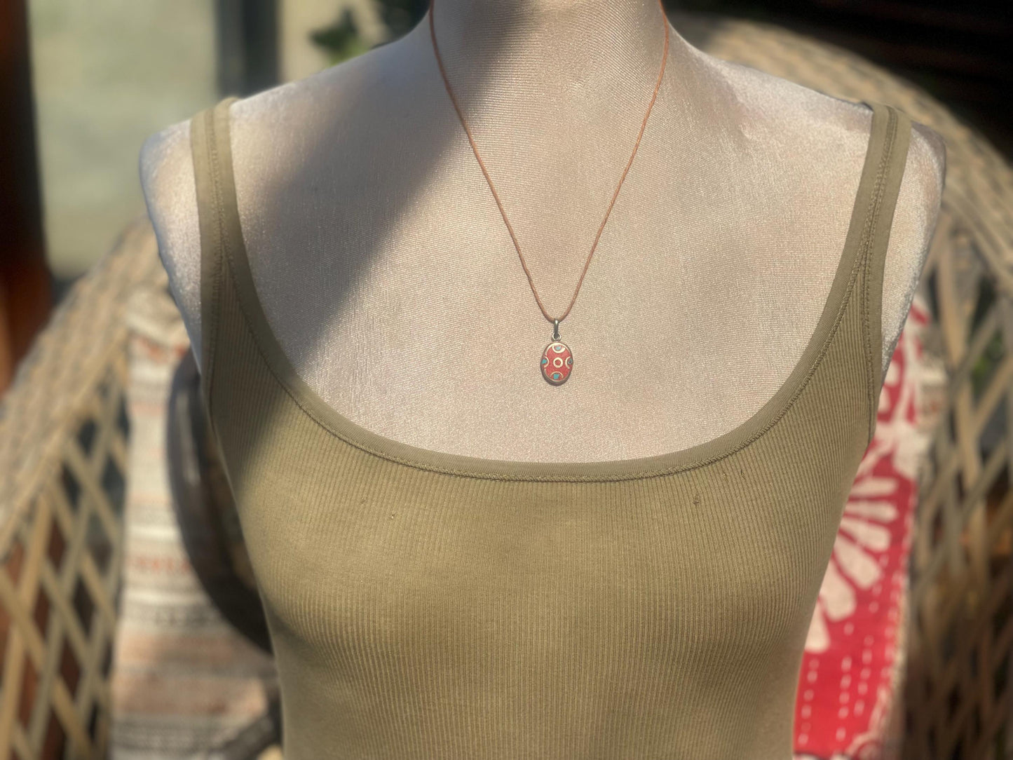 Gypsy jewellery, large red necklace, enamel necklace, vintage jewellery, ethical jewellery, gypsy necklace, boho necklace, large jewellery